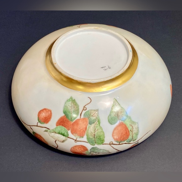 Vtg Limoges Hand Painted Porcelain Strawberry Bowl Gold Guild Art Nouveau 1934 - Picture 11 of 16